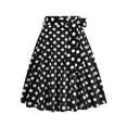 thumbnail image 1 of Homenesgenics Skirt for Women Fashion Ladys Womens High Waist A-Line Skirt Bandage Flared Midi Skirt Polka Dot Skirt with Bow Black XL, 1 of 5
