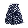 thumbnail image 1 of Homenesgenics Skirt for Women Fashion Ladys Womens High Waist A-Line Skirt Bandage Flared Midi Skirt Polka Dot Skirt with Bow Blue L, 1 of 5