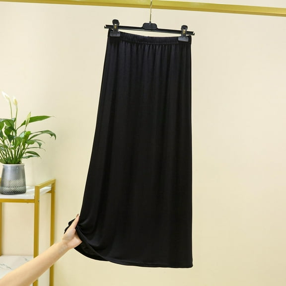 Homenesgenics Skirt for Women Clearance under $5.00 Ladies Solid Color Fashionable Elastic Waist A-Line Skirt No Half Skirt Black L