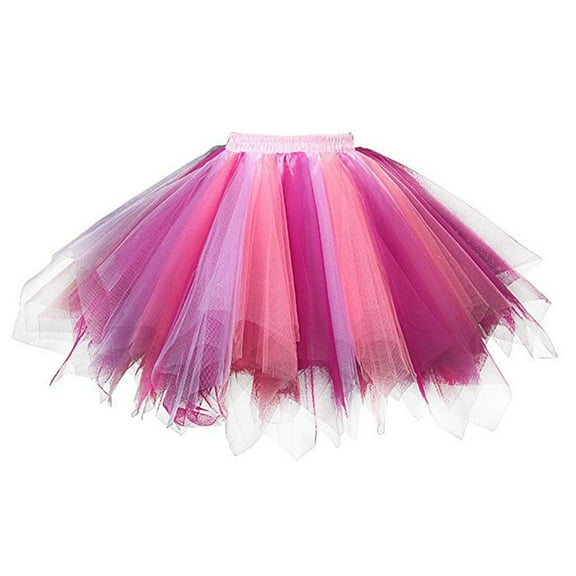 Homenesgenics Skirt for Women under $5.00 Women Fashion Color Skirts Pleated Gauze Short Skirt Adult Dancing Skirt Pink M