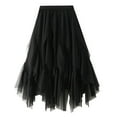 thumbnail image 1 of Homenesgenics Skirt for Women under $5.00 Women's Solid Color Irregular Mesh Skirt Ruffled High Waist Prom Skirt Black One Size, 1 of 1