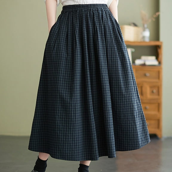 Homenesgenics Skirt for Women under $5.00 Womens Pleated Gauze Knee Length Skirt Adult Dancing Skirt Blue XL