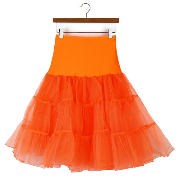 Homenesgenics Skirt for Women Denim Women's Fashionable Summer Retro High-Waisted Gauze Puffy Skirt Party Skirt Orange M