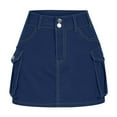 thumbnail image 1 of Homenesgenics Skirt for Women Denim Women's Zipper Button High Waist Short Skirt Summer Solid Irregular Pockets Skirt Blue M, 1 of 5
