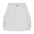 thumbnail image 1 of Homenesgenics Skirt for Women Denim Women's Zipper Button High Waist Short Skirt Summer Solid Irregular Pockets Skirt White S, 1 of 4