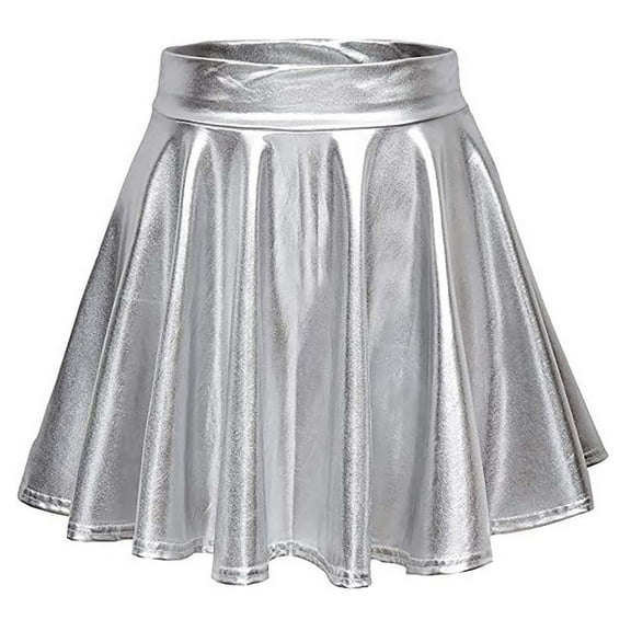 Homenesgenics Skirt for Women Long Women's Sexy Performance Stage Pleated Skirt Silver S