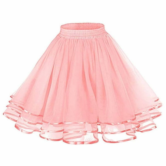 Homenesgenics Skirt for Women Mini Women's Fashionable Comfy Solid Color Elastic Waist Fold Skirt Pink One Size