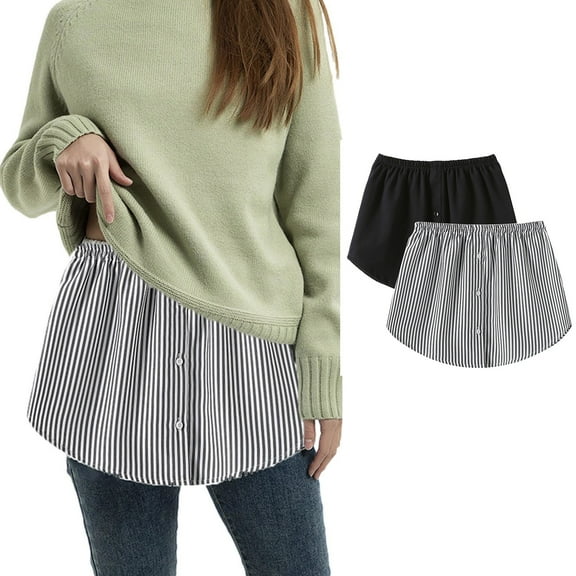 Homenesgenics Skirt for Women Plus Size Women's Shirt Extension Skirt Shirt Extension Blouse Skirt Blouse Extension Mini underskirt Black M