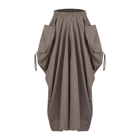 Homenesgenics Skirt for Women Plus Size Long Women's Bohemian Style Loose Fitting Casual High Waisted Half Length Skirt Maxi Dress Gray S