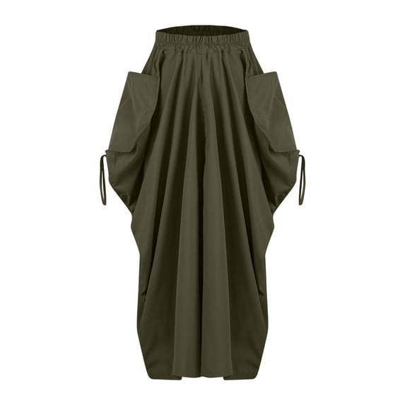 Homenesgenics Skirt for Women Plus Size Long Women's Bohemian Style Loose Fitting Casual High Waisted Half Length Skirt Maxi Dress Green XXL