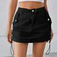 thumbnail image 1 of Homenesgenics Skirt for Women Plus Size Women's Denim Workwear Pocket Skirt Casual Drawstring Elastic Waist Short Skirt Black XL, 1 of 7