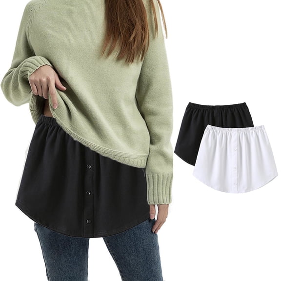 Homenesgenics Skirt for Women Plus Size Women's Shirt Extension Skirt Shirt Extension Blouse Skirt Blouse Extension Mini underskirt White XL