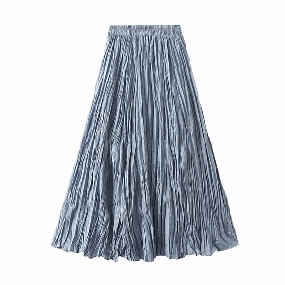 Homenesgenics Skirt for Women Short Women's Fashion Classic High Waist Flowing Skirt Elastic Waist Skirt Blue One Size