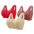 thumbnail image 1 of Homenesgenics Sports Bras for Women 3 Pack Woman's Embroidery Front Button Large Size Underwear Bra without Steel Rim Red 48/110, 1 of 2