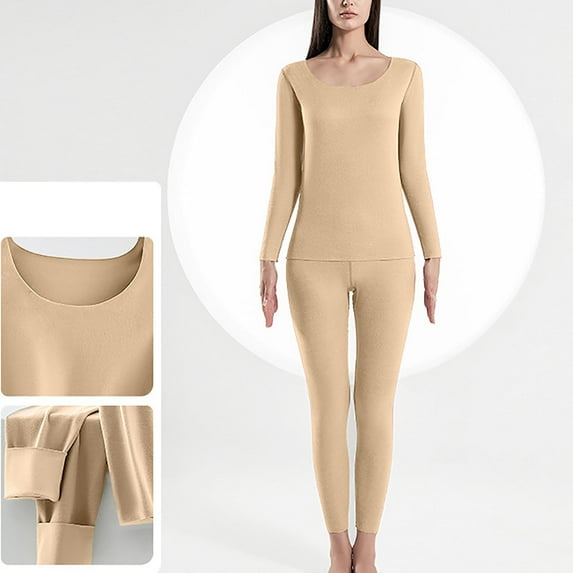 Homenesgenics Sports Set for Women Winter Thermal underwear Woolen Thermal Suit Clothes Trousers Long Sleeve Round Neck Shirt/Shirt Suit