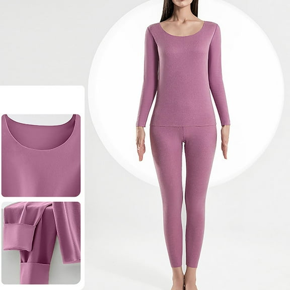 Homenesgenics Sports Set for Women Winter Thermal underwear Woolen Thermal Suit Clothes Trousers Long Sleeve Round Neck Shirt/Shirt Suit