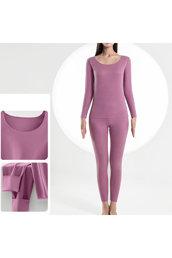 Sports Set for Women Winter Thermal underwear Woolen Thermal Suit Clothes Trousers Long Sleeve Round Neck Shirt/Shirt Suit