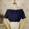 thumbnail image 1 of Homenesgenics Summer Womens Tops under $10 Womens Tops Plus Size Women's Renaissance Shirt off Shoulder Puff Sleeve Loose Smocked Blouse Blue L, 1 of 6