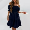 thumbnail image 1 of Homenesgenics Summer Dresses 2025 Women's Spring Solid Color Short Sleeve Dress Blue L, 1 of 6