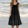 thumbnail image 1 of Homenesgenics Summer Dresses Sleeveless Womens Fashion Holiday Summer Solid Color Midi Dress Maxi Dresses Party Beach Dress Black XXXXL, 1 of 7
