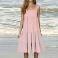 thumbnail image 1 of Homenesgenics Summer Dresses Sleeveless Womens Fashion Holiday Summer Solid Color Midi Dress Maxi Dresses Party Beach Dress Pink XXXXXL, 1 of 7