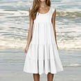 thumbnail image 1 of Homenesgenics Summer Dresses for Women under $10 Free Shipping Womens Fashion Holiday Summer Solid Color Sleeveless Party Beach Dress White XL, 1 of 8