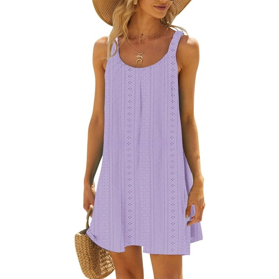 Homenesgenics Summer Dresses for Women Plus Size Women's Beach Dress Bikini Beachwear Coverups Casual Vacation Short Summer Dresses Purple XL