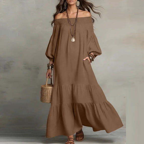 Homenesgenics Summer Dresses for Women Plus Size on Natural Womens Summer Fashion Solid Color Pleated Sleeveless One-Shoulder Dress
