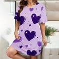 thumbnail image 1 of Homenesgenics Summer Dresses for Women under $10 Women's Oversized Loose Round Neck Short Sleeved Valentine'S Day Printed Dress Nightgown Purple XXXL, 1 of 5