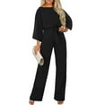 thumbnail image 1 of Homenesgenics Summer Jumpsuit for Women Women Short Sleeve Playsuit Clubwear Straight Leg Jumpsuit with Belt, 1 of 6