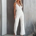 thumbnail image 1 of Homenesgenics Summer Jumpsuit for Women Women Short Sleeve Playsuit Clubwear Straight Leg Jumpsuit with Belt, 1 of 2