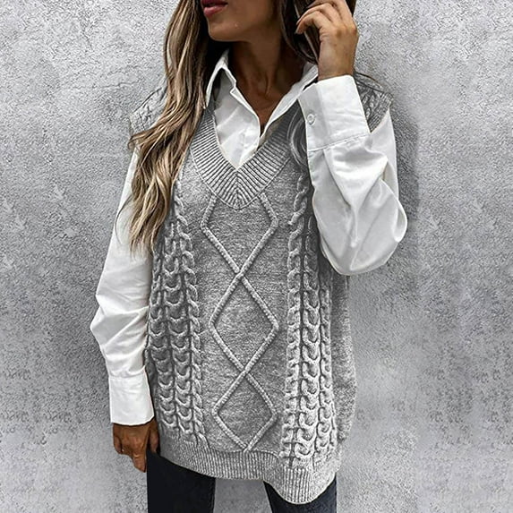 Homenesgenics Sweater Vest Women Fashion Knitted Pullover Sleeveless Casual Sweater Winter Tops Womens Clothes under $8