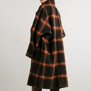 Homenesgenics Sweatshirts for Women Clearance under $10.00 Soft Women Casual Pockets Winter Long Sleeve Tops Jacket Plaid Coat Orange XL