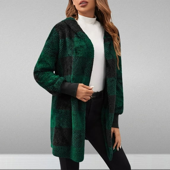 Homenesgenics Sweatshirts for Women under $10.00 Soft Women Casual Pockets Winter Long Sleeve Tops Jacket Plaid Coat