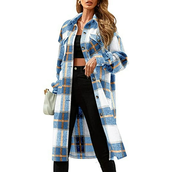 Homenesgenics Sweatshirts for Women under $10.00 Soft Women Casual Pockets Winter Long Sleeve Tops Jacket Plaid Coat