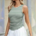 thumbnail image 1 of Homenesgenics Tank Tops for Women under $5 Women's Tank Summer Sleeveless Round-Neck Slim Fitted Blouse Side Ruched Basic Stripe Printed Tees Shirts Green L, 1 of 5