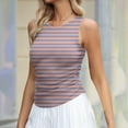 thumbnail image 1 of Homenesgenics Tank Tops for Women under $5 Women's Tank Summer Sleeveless Round-Neck Slim Fitted Blouse Side Ruched Basic Stripe Printed Tees Shirts Pink S, 1 of 5