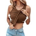 thumbnail image 1 of Homenesgenics Tank Tops for Women Plus Size Women Camisole Tank Tops with Built in Bras underwear Solid Color T-Shirt Sleeveless Tank Brown S, 1 of 9