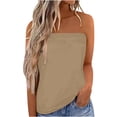 thumbnail image 1 of Homenesgenics Tank Tops for Women Plus Size Strapless Bandeau Tank Tops for Women Summer Solid Color Tube Casual Sexy off Shoulder Holiday Blouse Tops Brown L, 1 of 4