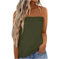 thumbnail image 1 of Homenesgenics Tank Tops for Women Plus Size Strapless Bandeau Tank Tops for Women Summer Solid Color Tube Casual Sexy off Shoulder Holiday Blouse Tops Green XL, 1 of 4