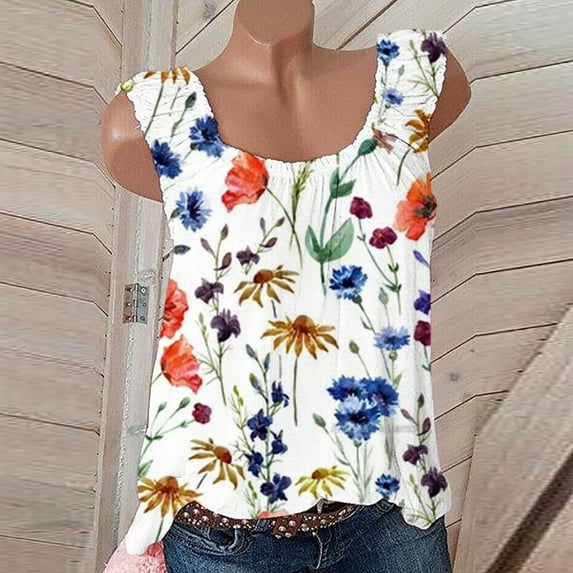 Homenesgenics Tank Tops for Women under $5 Women Casual Sleeveless CrewNeck Solid Blouse Pullover Shirt