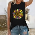 thumbnail image 1 of Homenesgenics Tank Tops for Women under $5 Womens Casual Loose Fit Plus Size Sunflower Printed Tee Black L, 1 of 4