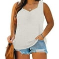 thumbnail image 1 of Homenesgenics Tank Tops for Women Plus Size Women's Fashion Solid Color Sleeveless V-Neck Tank Tops White XXL, 1 of 8