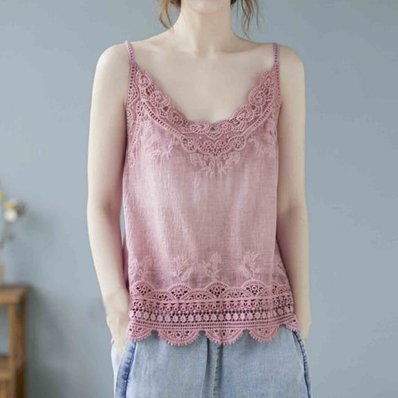 Homenesgenics Tank Tops for Women Plus Size Women's Summer Casual Fashion Solid Color Loose Round Neck Sleeveless Red One Size