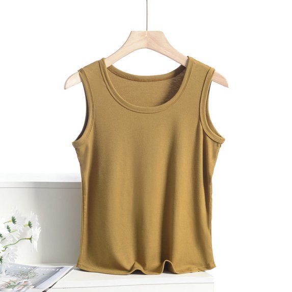 Homenesgenics Tank Tops for Women Summer Trendy Casual Flowy Plus Size Sleeveless Round Neck Solid Color Women Shirts Loose Fit Yellow XL