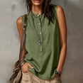 thumbnail image 1 of Homenesgenics Tank Tops for Women under $5 Summer Solid-Color Button-Down Cotton-Linen Sleeveless Round-Neck T-Shirt Green L, 1 of 9