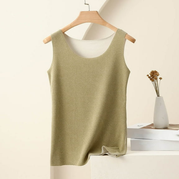 Homenesgenics Tank Tops for Women under $5 Women's Fashionable Casual Solid Color Slim Suspender Round Neck Tops Green XXL