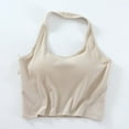 thumbnail image 1 of Homenesgenics Tank Tops for Women under $5 Women's Solid Color Cushion Hanging Neck Tank Tops Tank Tops with Built in Bras Overlay for Women Beige L, 1 of 6