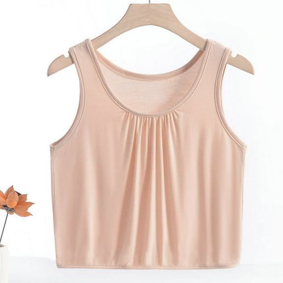 Homenesgenics Tank Tops for Women under $5 Women's Summer Casual Fashion Solid Color Short Sexy Round Neck Tank Tops Beige XL