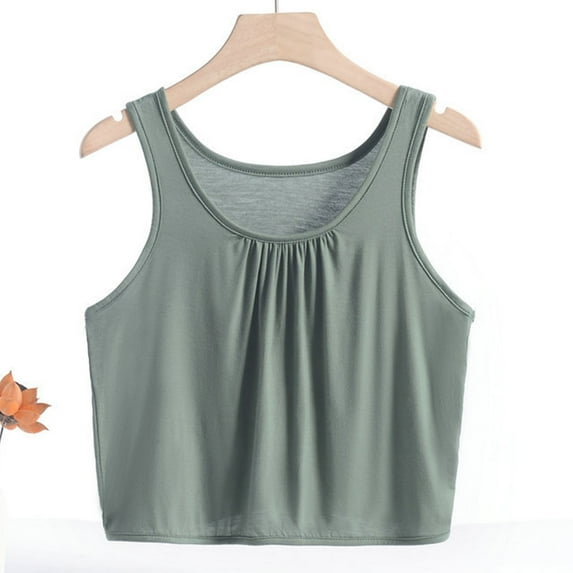 Homenesgenics Tank Tops for Women under $5 Women's Summer Casual Fashion Solid Color Short Sexy Round Neck Tank Tops Green XXXXXXXL